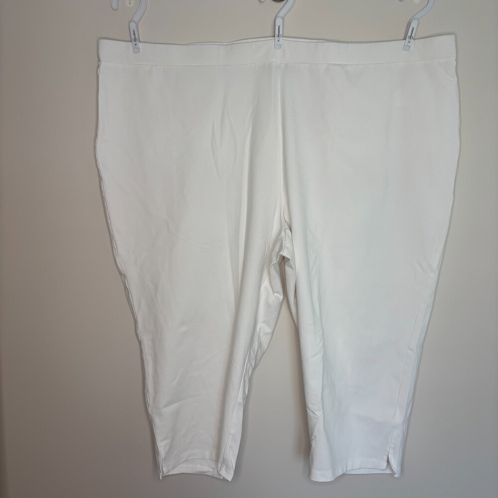 Susan Graver NEW Weekend Premium Stretch Pull-On Slim Leg Pants Plus 5X White
